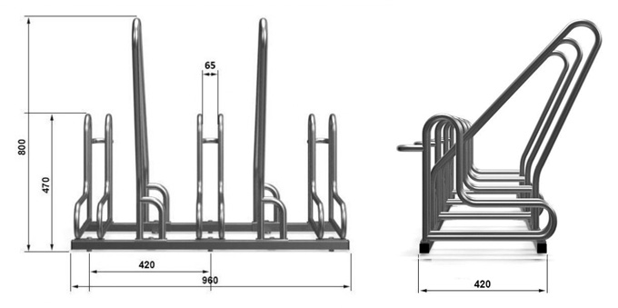 soportes tipo rack de suelo modelo rad plus con barreras