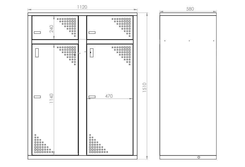 Plano con dimensiones del box para patinetes