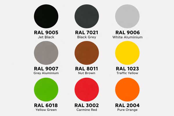Paleta de colores RAL para recubrimiento en polvo de estructuras de acero
